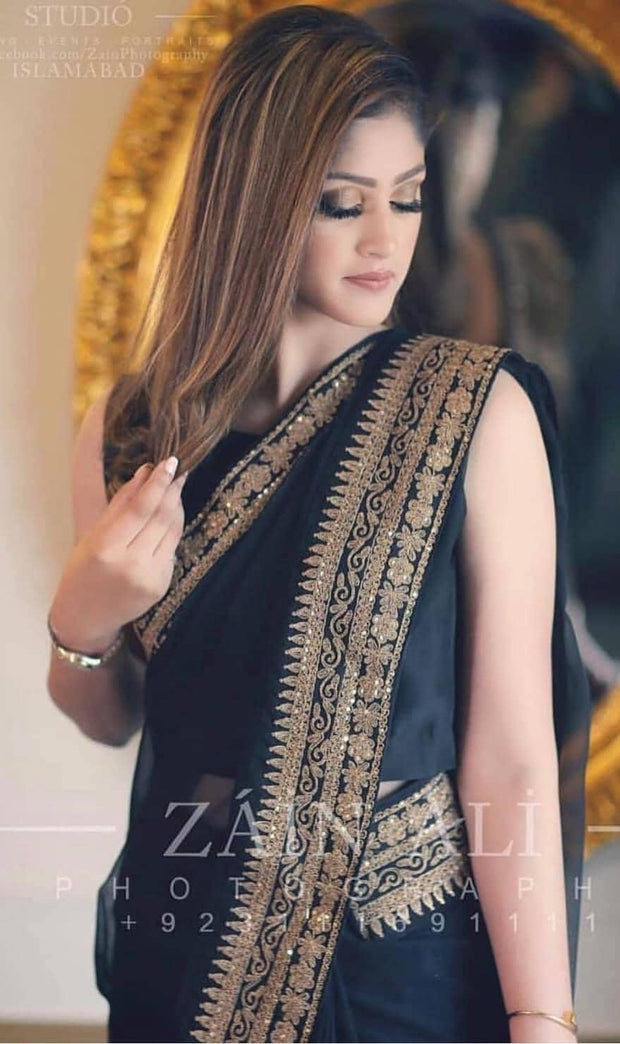 Black indian wedding saree