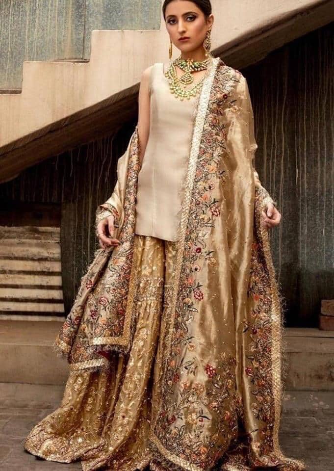 luxury gold Beige bridal wear 2019