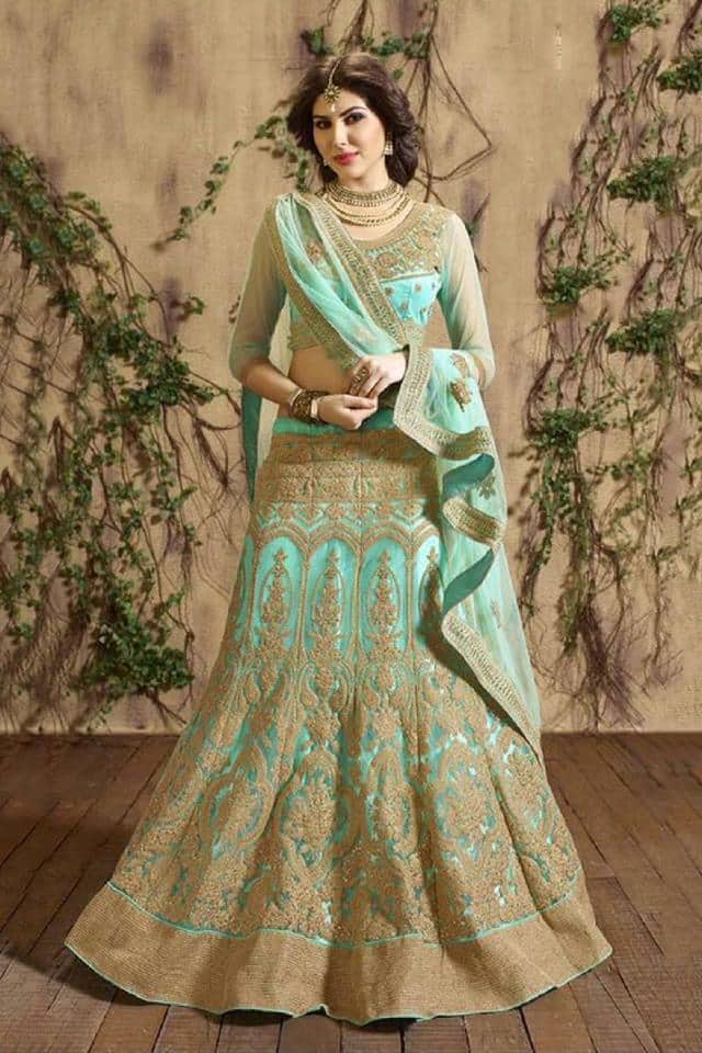 Indian Soft green Full flare Lehenga Choli
