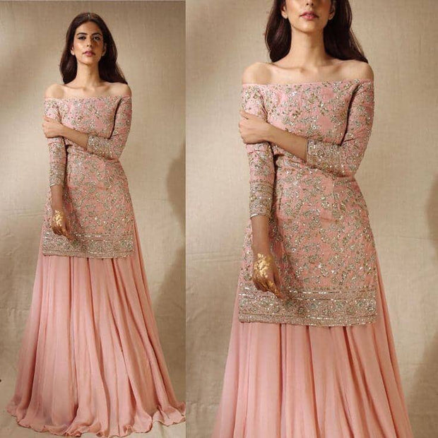 Indian Soft pink Full flare wedding Lehenga 2019 