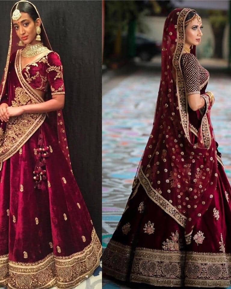 Indian traditional hot maroon Bridal lehenga choli 2019