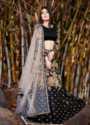 Latest Indian Wedding lehenga choli in Black and Gold  
