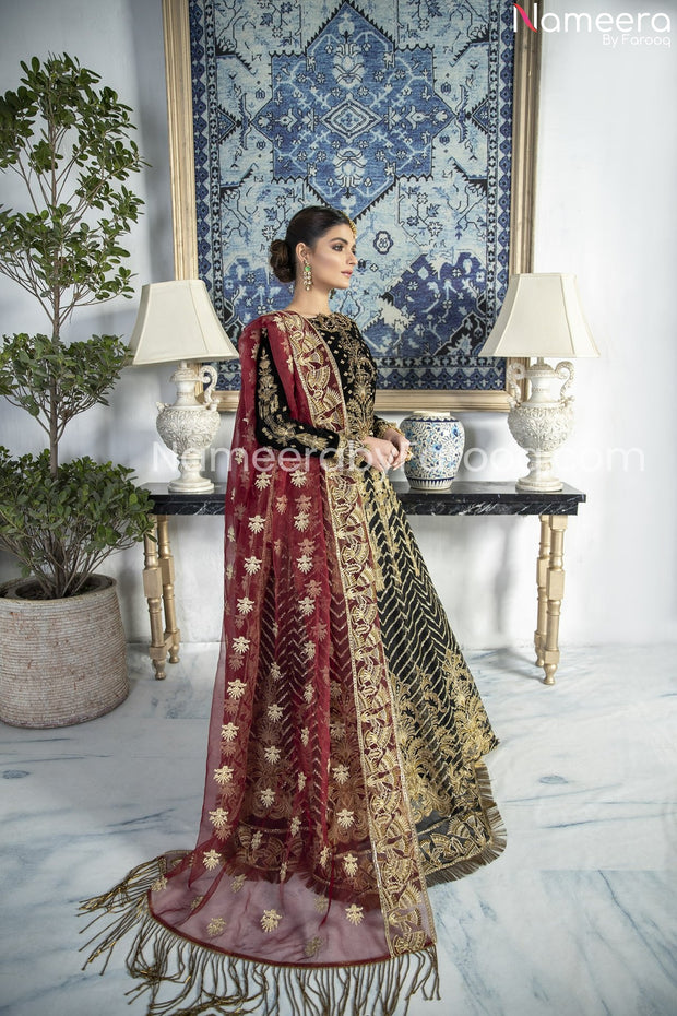 Black Velvet Lehenga Choli for wedding party