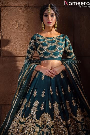 blue silk lehenga