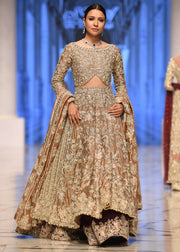 Beautiful bridal embroidered lehnga in gold and maroon color # B3366