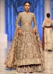 Beautiful bridal embroidered lehnga in gold and maroon color # B3366