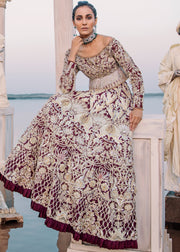 Beautiful bridal embroidered lehnga outfit in maroon color