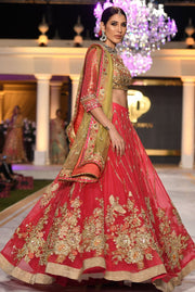 Beautiful designer bridal mehndi outfit embroidered in pink color # B3422