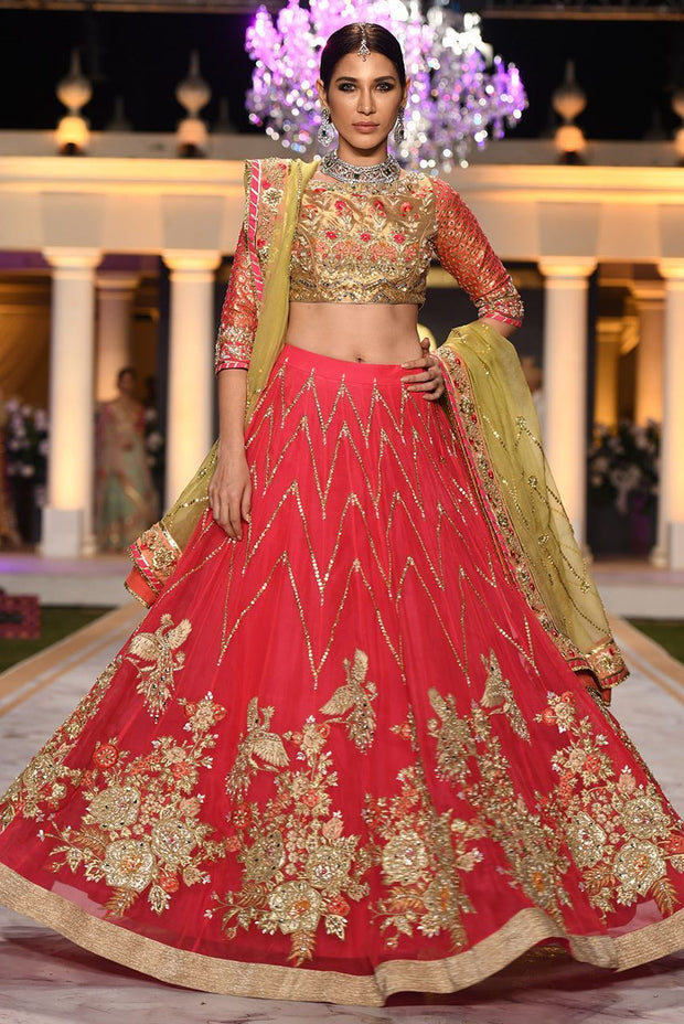 Beautiful designer bridal mehndi outfit embroidered in pink color