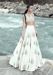 Latest embellished bridal skirt dress in white color for wedding wear # B3406