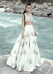 Latest embellished bridal skirt dress in white color for wedding wear
