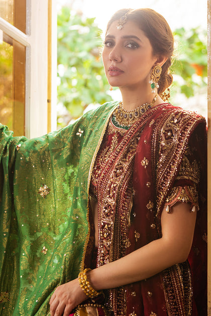 A Chic Velvet Hand Embroidered Bridal Lehenga – Nameera by Farooq