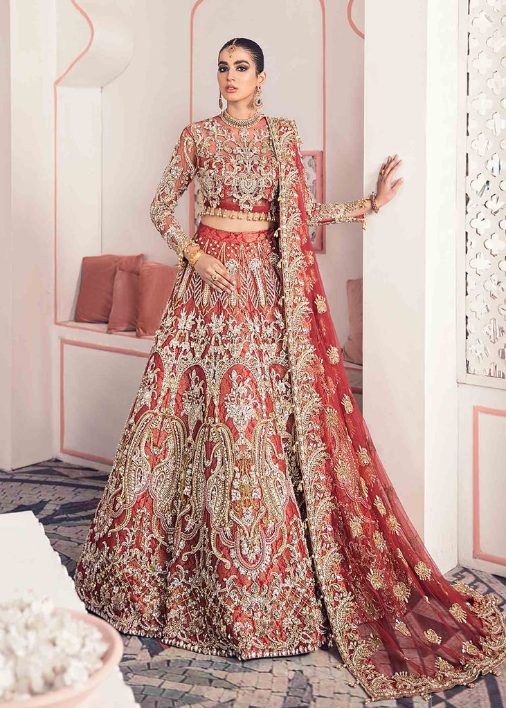 Premium Embroidered Pakistani Adorn Bridal Lehenga UK 2021 Nameera by Farooq