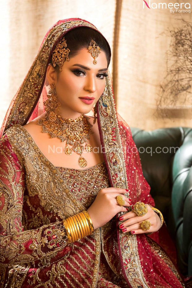 bridal maroon lehenga