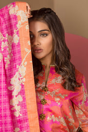 Latest Summer Pakistani casual printed lawn outfit in pink color # P2506