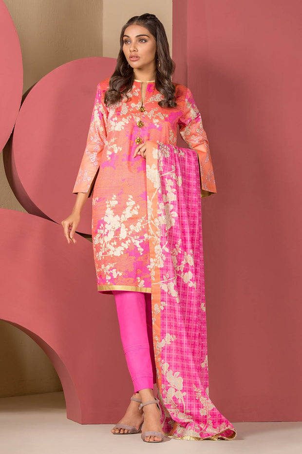 Latest Summer Pakistani casual printed lawn outfit in pink color # P2506