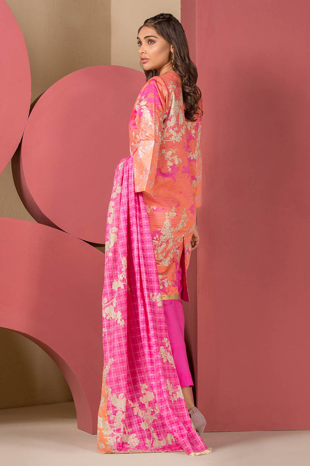 Latest Summer Pakistani casual printed lawn outfit in pink color # P2506