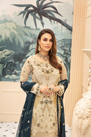 Latest embroidered Pakistani chiffon eid dress in elegant skin color # E2213
