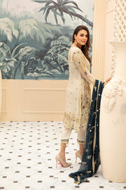 Latest embroidered Pakistani chiffon eid dress in elegant skin color # E2213