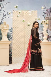 Latest embroidered Pakistani chiffon eid outfit in elegant black color # E2214