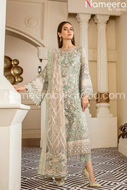 chiffon light green suit online 2021