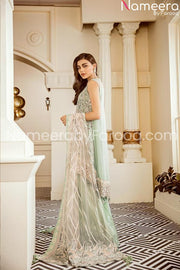 Embrioded chiffon light green suitonline 2021