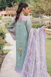 Beautiful Pakistani cotton and organza dress in tiffany blue color # P2373