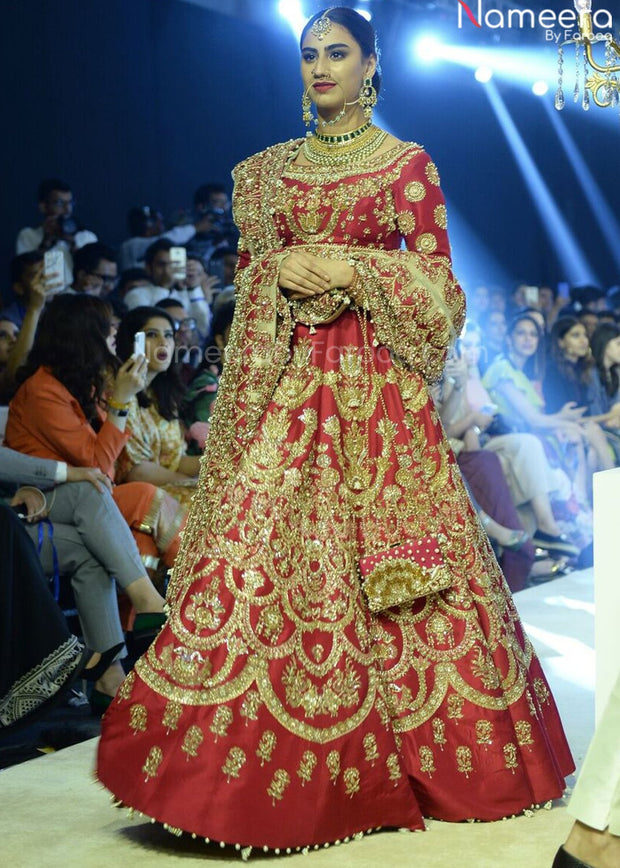 cream and red lehenga choli 