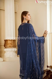 Designer embrioded dark blue suit  back