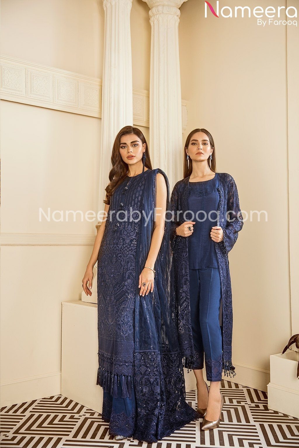 Designer embrioded dark blue suit