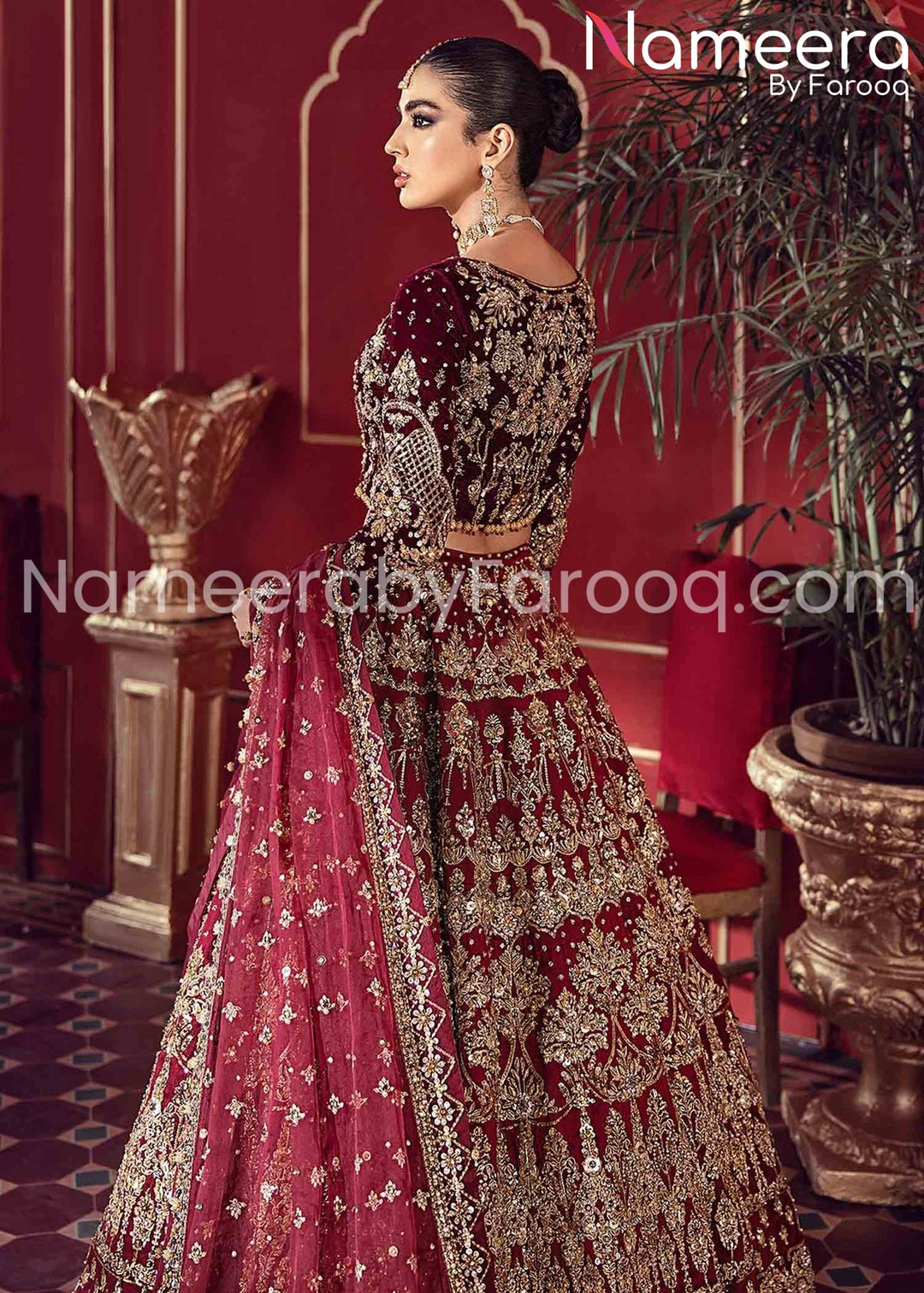 dark red mehroon lehnga 2021 online