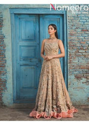 peach bridal dress pakistani online