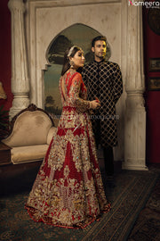 dark red bridal lehenga 