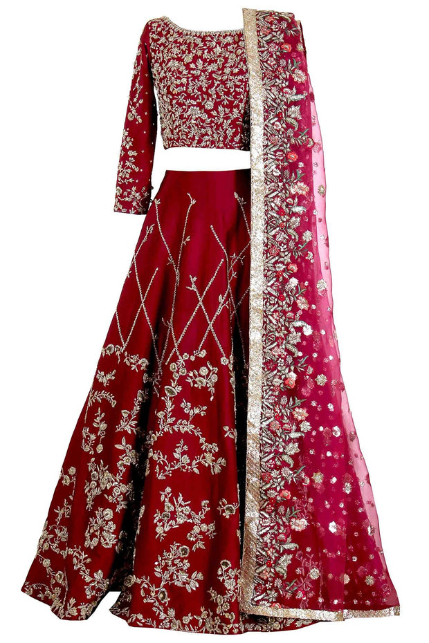 Deep Maghenta Bridal lehenga Choli 