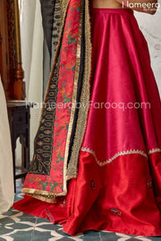 deep red bridal lehenga