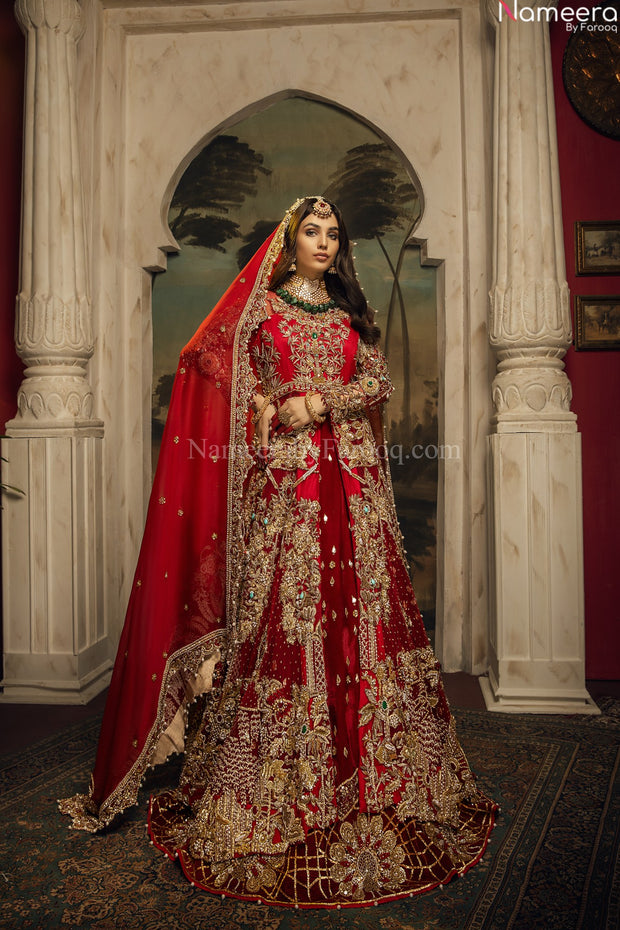 deep red bridal lehenga 