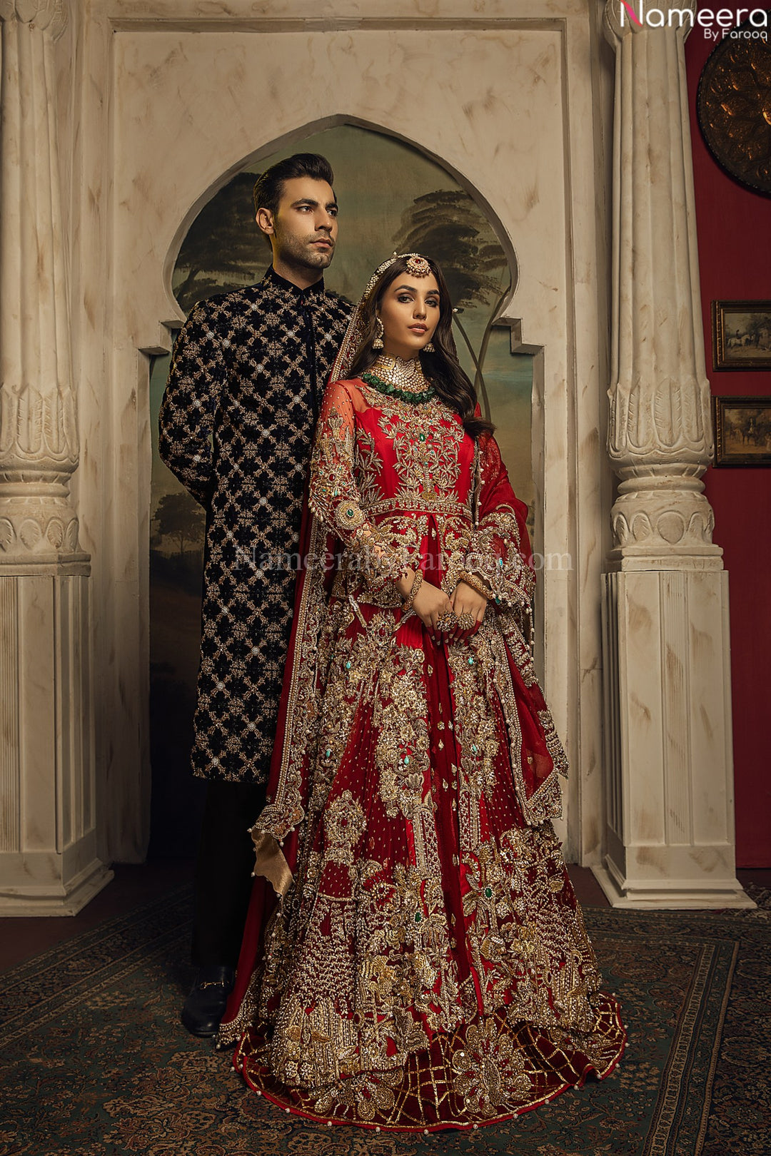 deep red bridal lehenga 