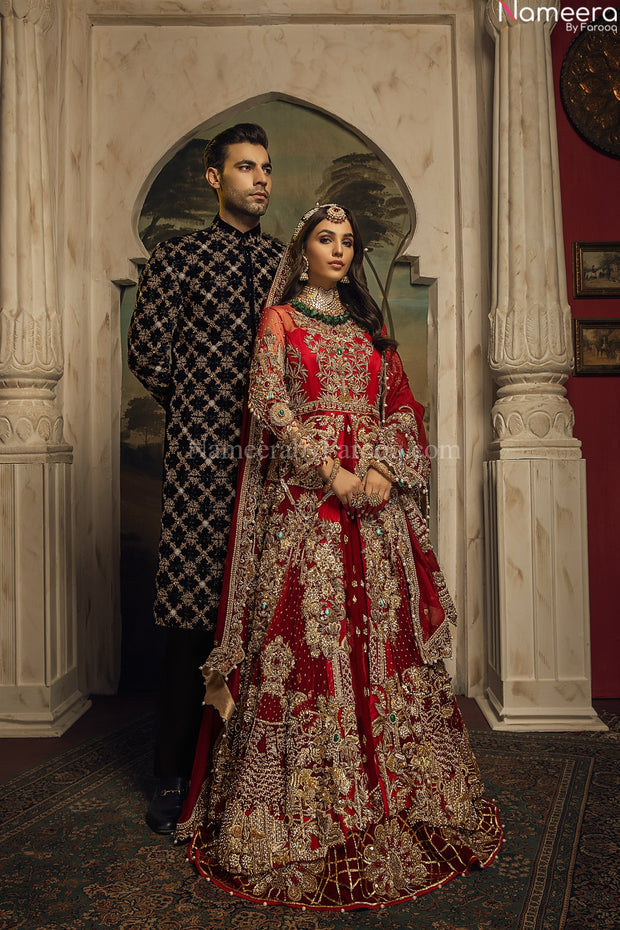 deep red bridal lehenga 