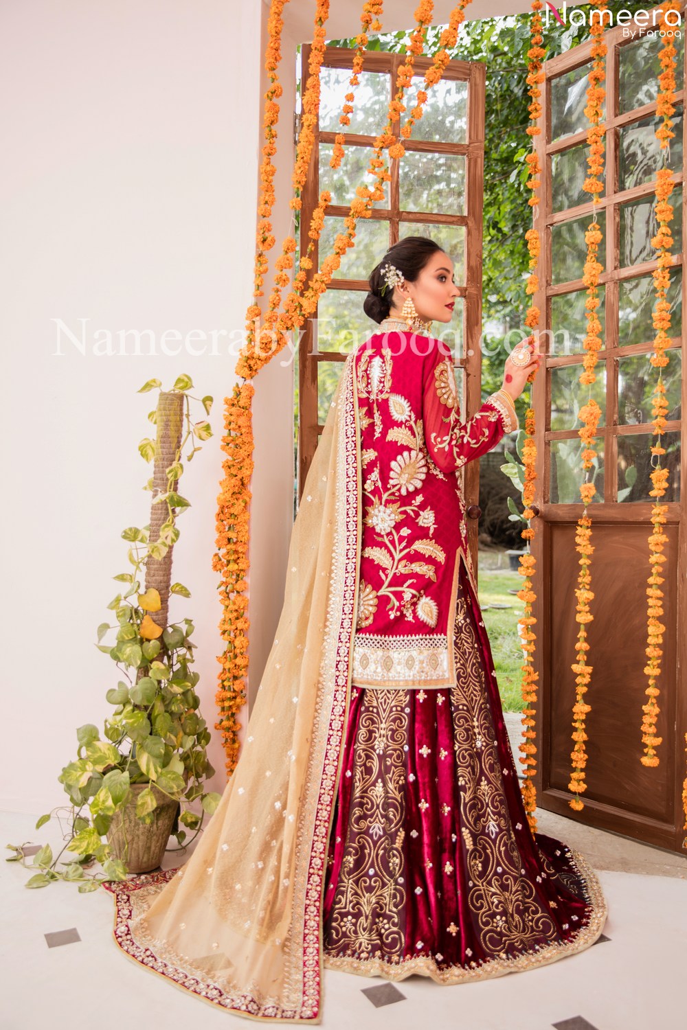 deep red lehenga