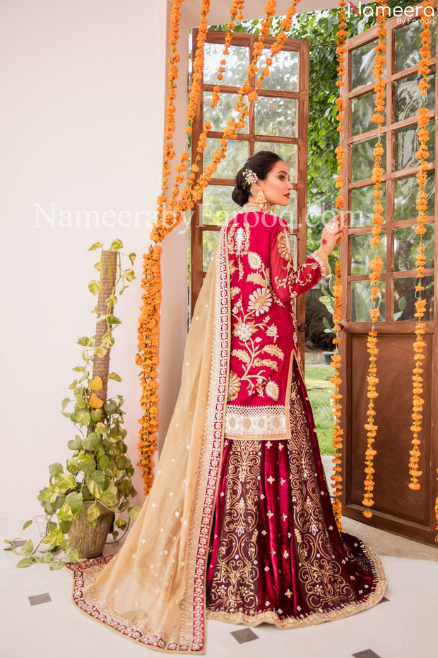 deep red lehenga