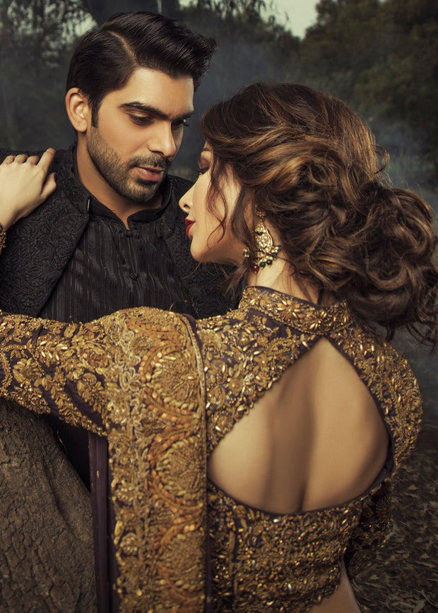 Beautiful asian designer bridal and groom dress in plum color # B3340