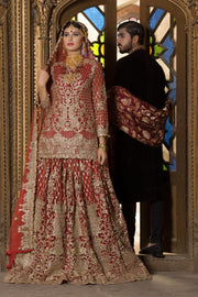 Beautiful designer bridal outfit in pinkish red color # B3301