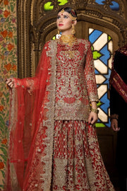 Beautiful designer bridal outfit in pinkish red color # B3301