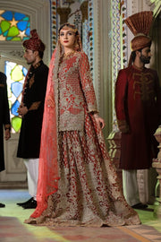 Beautiful designer bridal outfit in pinkish red color # B3301