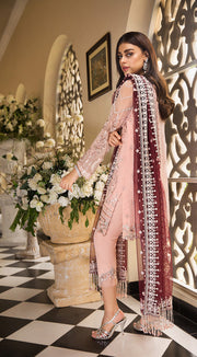 Beautiful designer chiffon dress Pakistani in tea pink color # P2254