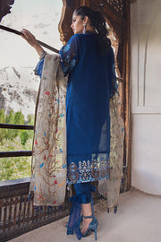 Beautiful embroidered Pakistani designer cotton dress in blue color # P2370