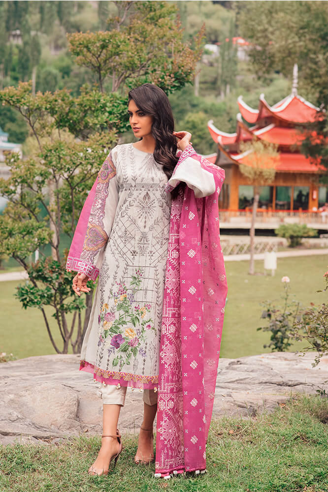 Beautiful Pakistani designer cotton outfit in lilly white color