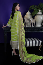 Pakistani designer dobby woven outfit for casual wear in green color # P2392