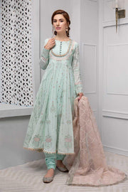 Beautiful designer dress by Maria. B in light pistachio color