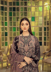 Chiffon embroidered designer dress for eid in periwinkle color # P2485